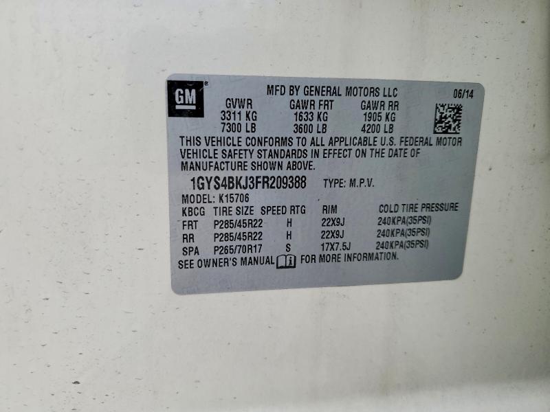 Aukcja sprzedaży 2015 Cadillac Escalade, vin: 1GYS4BKJ3FR209388, numer aukcji: 49803926