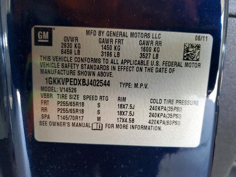 Продажа на аукционе авто 2011 Gmc Acadia, vin: 1GKKVPEDXBJ402544, номер лота: 51376466