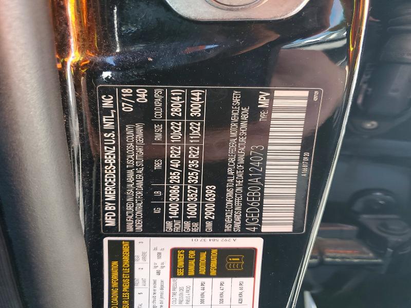 49783216 :رقم المزاد ، 4JGED6EB0JA124073 vin ، 2018 Mercedes Benz Gle Coupe مزاد بيع