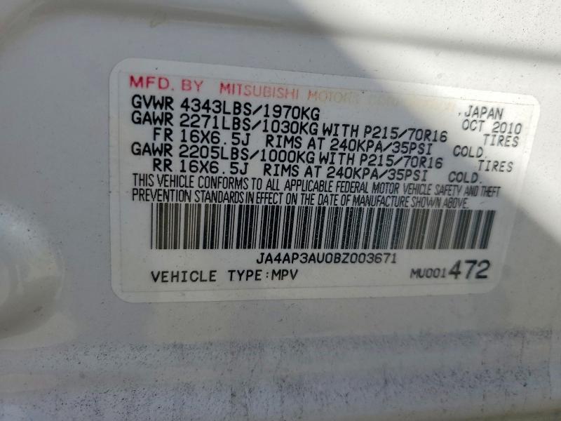 Продаж на аукціоні авто 2011 Mitsubishi Outlander Sport, vin: JA4AP3AU0BZ003671, номер лоту: 49019706