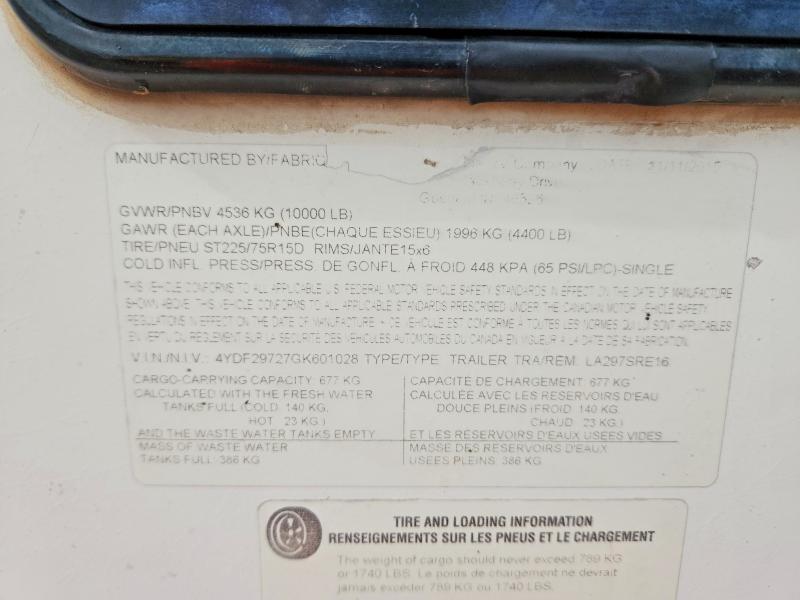 Продажа на аукционе авто 2016 Keys Trailer, vin: 4YDF29727GK601028, номер лота: 50932386