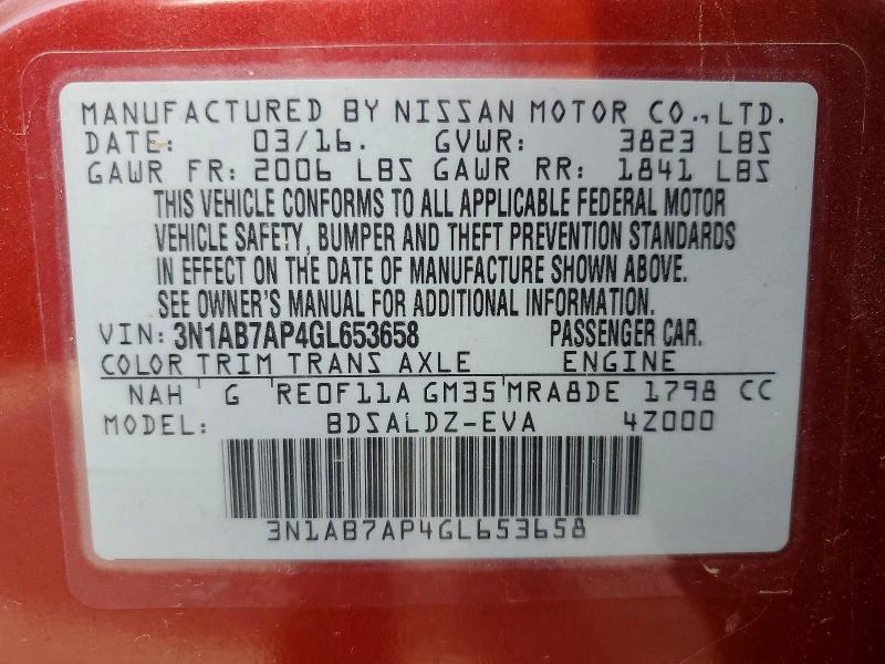 Продаж на аукціоні авто 2016 Nissan Sentra, vin: 3N1AB7AP4GL653658, номер лоту: 48713266