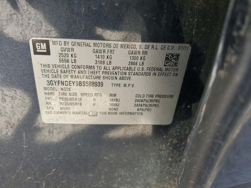 48750286 :رقم المزاد ، 3GYFNDEY9BS588939 vin ، 2011 Cadillac Srx مزاد بيع
