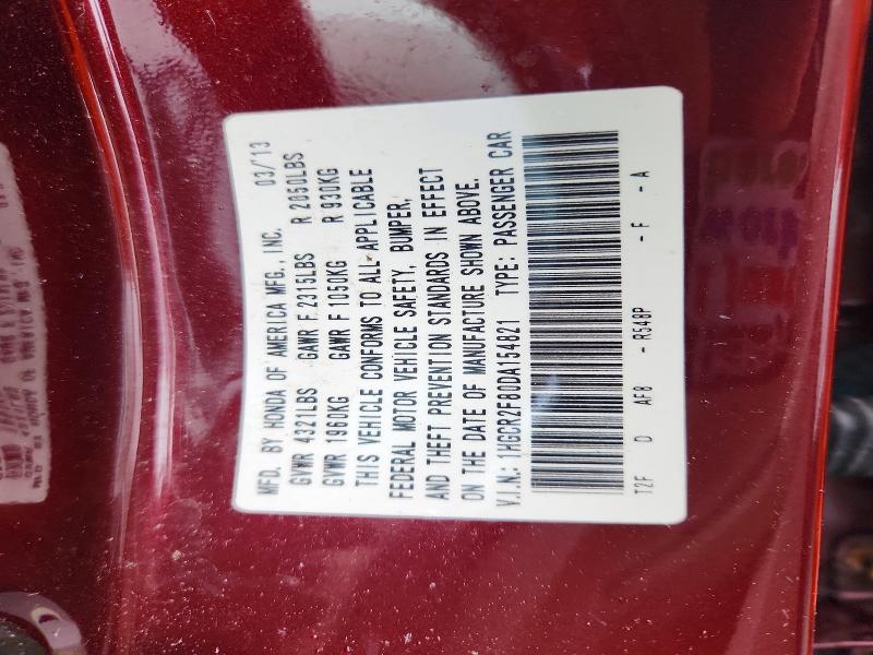 2013 Honda Accord მანქანა იყიდება აუქციონზე, vin: 1HGCR2F80DA154821, აუქციონის ნომერი: 50423406