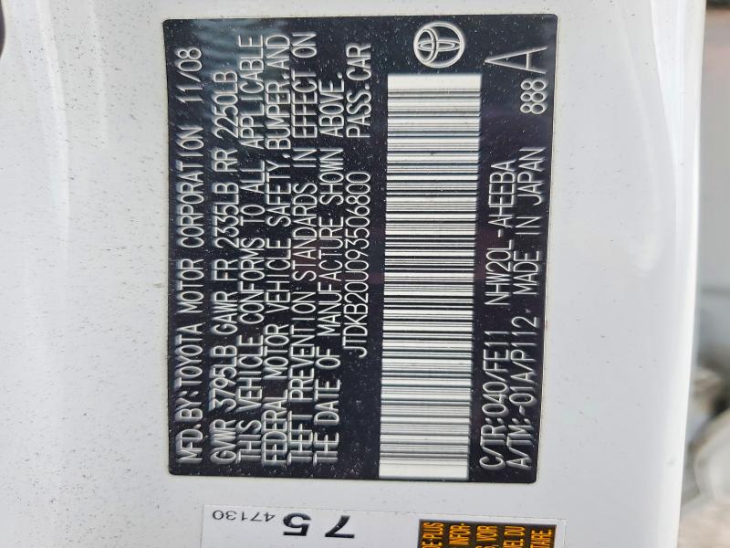 51441266 :رقم المزاد ، JTDKB20U093506800 vin ، 2009 Toyota Prius مزاد بيع