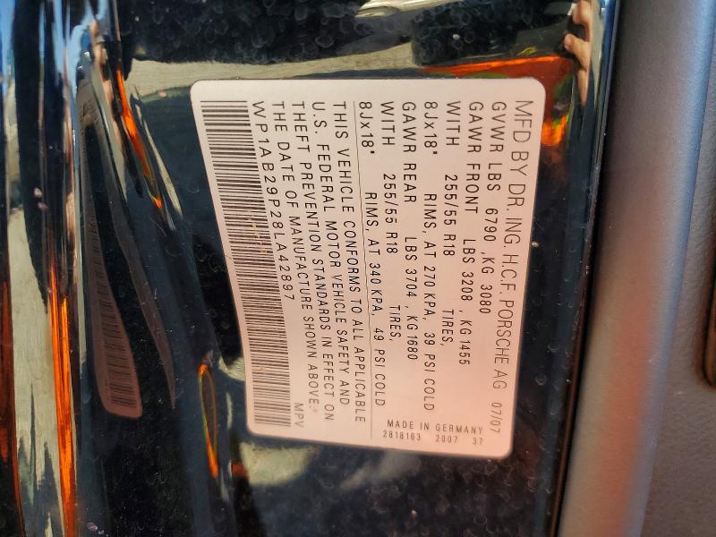 Продажа на аукционе авто 2008 Porsche Cayenne, vin: WP1AB29P28LA42897, номер лота: 50291486