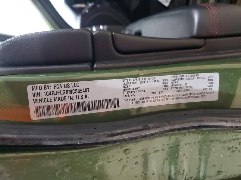 Aukcja sprzedaży 2021 Jeep Grand Cherokee, vin: 1C4RJFLG8MC565407, numer aukcji: 97166035