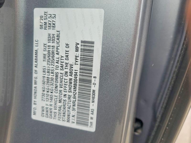 Aukcja sprzedaży 2021 Honda Odyssey, vin: 5FNRL6H24MB004941, numer aukcji: 51908406