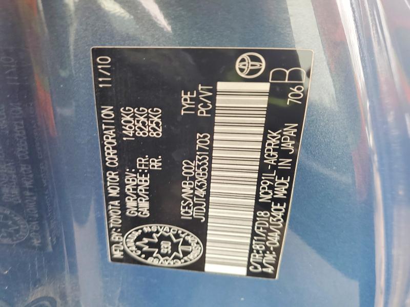 2011 Toyota Yaris მანქანა იყიდება აუქციონზე, vin: JTDJT4K3XB5331703, აუქციონის ნომერი: 49724596