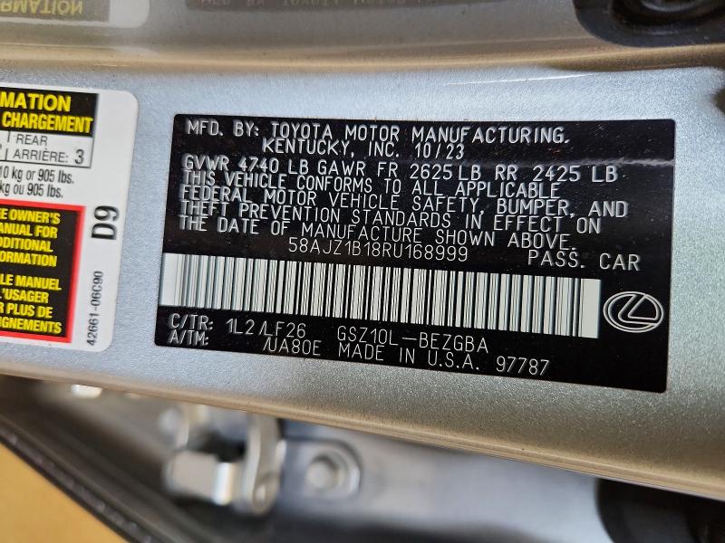 Aukcja sprzedaży 2024 Lexus Es, vin: 58AJZ1B18RU168999, numer aukcji: 50165426