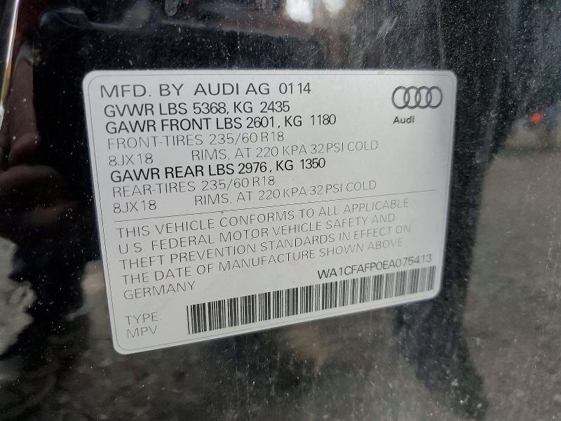 Продаж на аукціоні авто 2014 Audi Q5, vin: WA1CFAFP0EA075413, номер лоту: 48322696