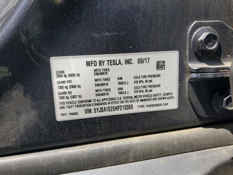 Продажа на аукционе авто 2017 Tesla Model S, vin: 5YJSA1E25HF219359, номер лота: 48892496