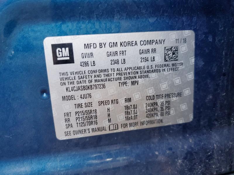 49845686 :رقم المزاد ، KL4CJASB0KB797236 vin ، 2019 Buick Encore مزاد بيع