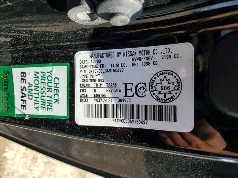 Aukcja sprzedaży 2010 Infiniti G37 Coupe, vin: JN1CV6EL3AM150427, numer aukcji: 51112596