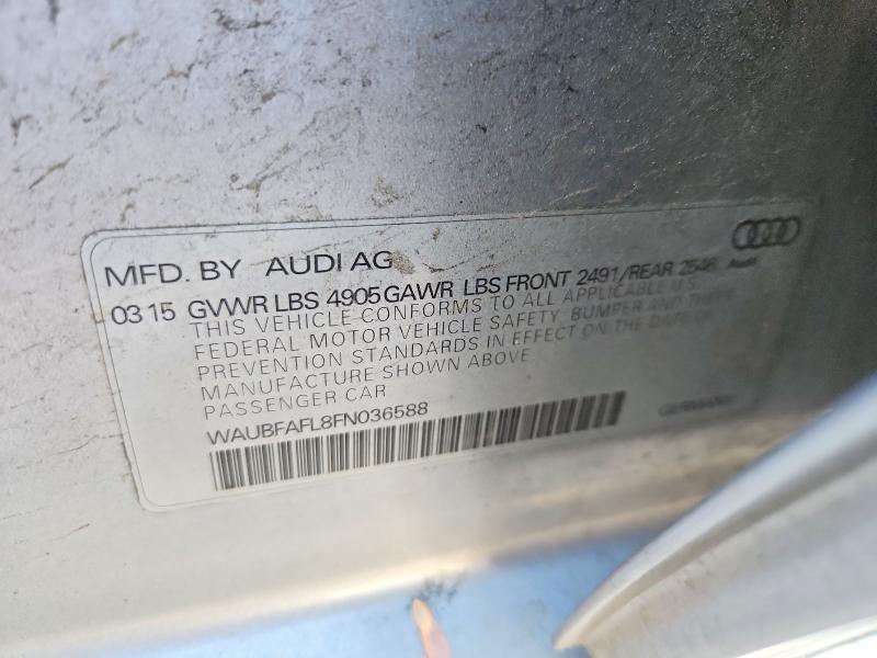 2015 Audi A4 მანქანა იყიდება აუქციონზე, vin: WAUBFAFL8FN036588, აუქციონის ნომერი: 49066316