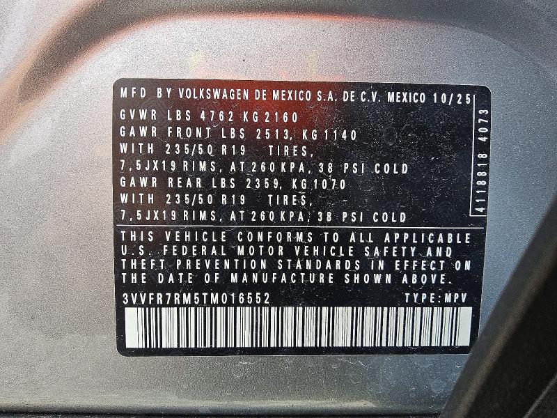 Продажа на аукционе авто 2026 Volkswagen Tiguan, vin: 3VVFR7RM5TM016552, номер лота: 51487906