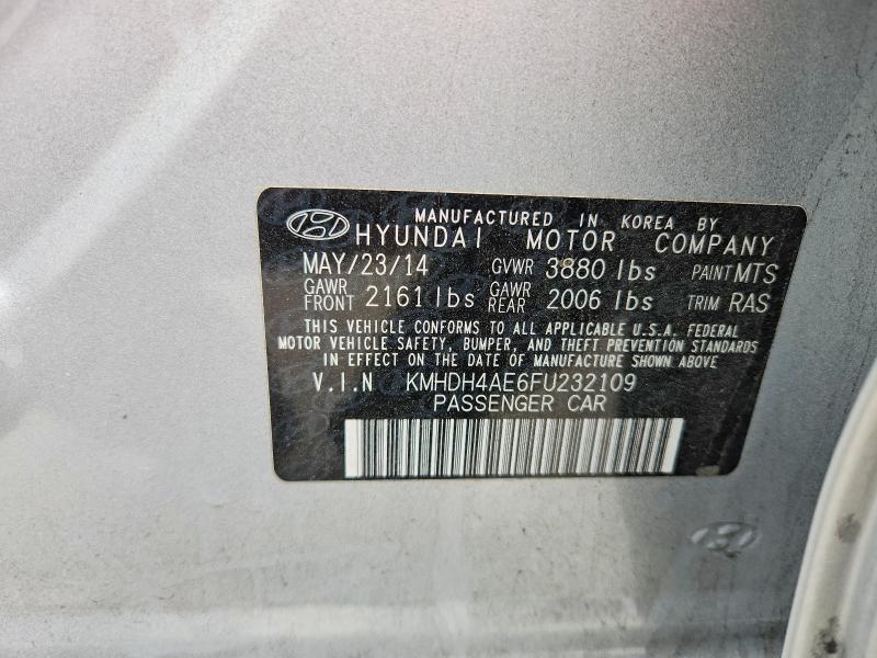 2015 Hyundai Elantra მანქანა იყიდება აუქციონზე, vin: KMHDH4AE6FU232109, აუქციონის ნომერი: 51534046