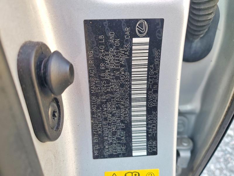 Aukcja sprzedaży 2017 Lexus Es 350, vin: 58ABK1GG3HU068359, numer aukcji: 48398036