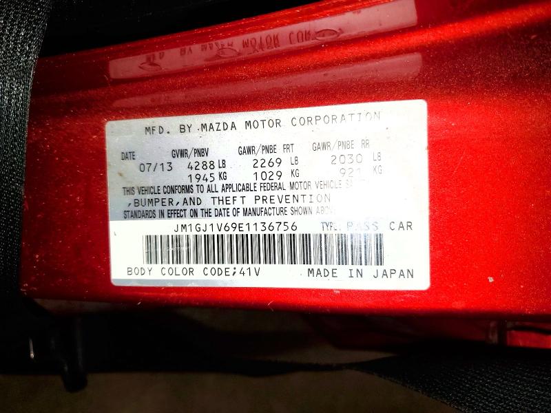 Aukcja sprzedaży 2014 Mazda 6, vin: JM1GJ1V69E1136756, numer aukcji: 49071196
