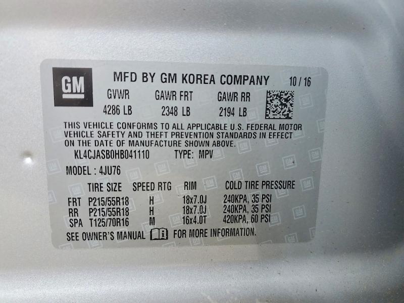 Aukcja sprzedaży 2017 Buick Encore, vin: KL4CJASB0HB041110, numer aukcji: 50623196