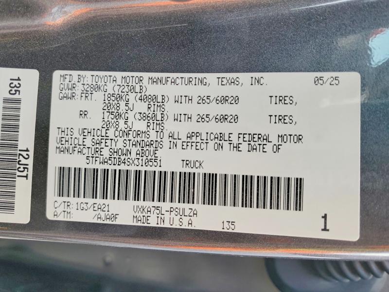 Aukcja sprzedaży 2025 Toyota Tundra, vin: 5TFWA5DB4SX310551, numer aukcji: 48704206
