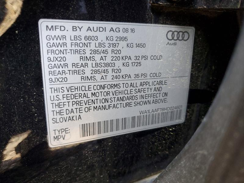 Продажа на аукционе авто 2017 Audi Q7, vin: WA1LAAF78HD024601, номер лота: 48165596