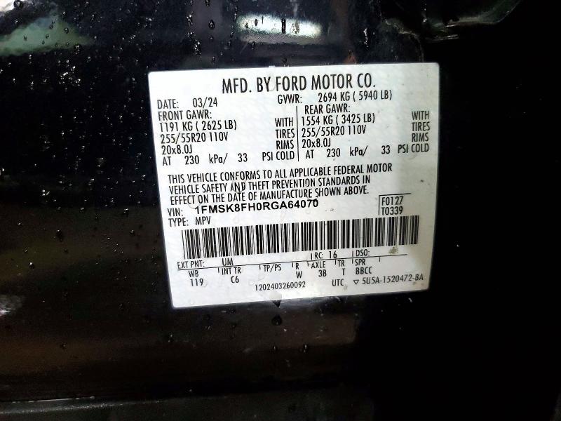 Aukcja sprzedaży 2024 Ford Explorer, vin: 1FMSK8FH0RGA64070, numer aukcji: 48453266