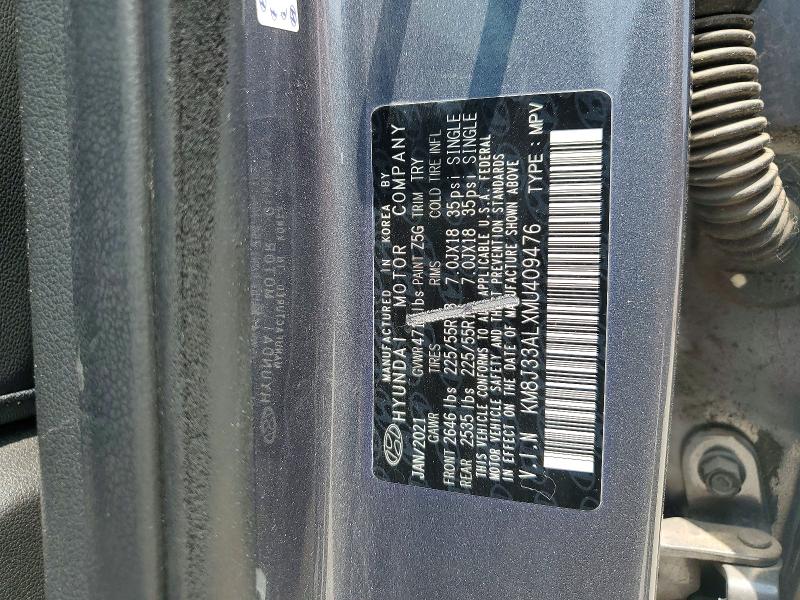 2021 Hyundai Tucson მანქანა იყიდება აუქციონზე, vin: KM8J33ALXMU409476, აუქციონის ნომერი: 51350626