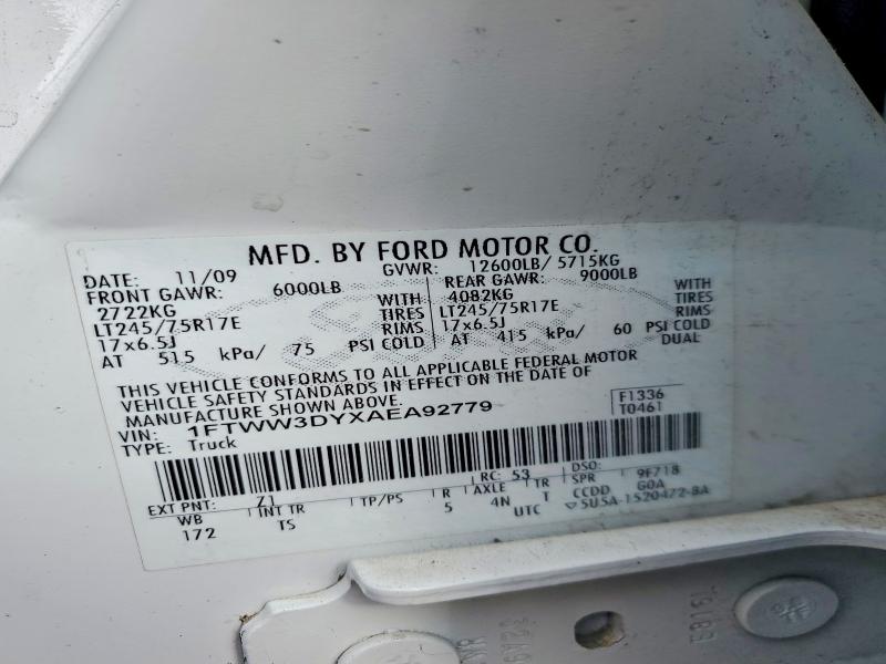 Продажа на аукционе авто 2010 Ford F350, vin: 1FTWW3DYXAEA92779, номер лота: 49080266
