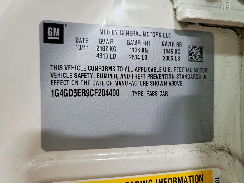 2012 Buick Lacrosse მანქანა იყიდება აუქციონზე, vin: 1G4GD5ER9CF204400, აუქციონის ნომერი: 49229786