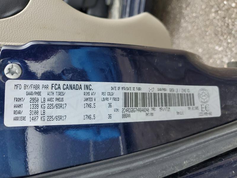 Aukcja sprzedaży 2017 Dodge Grand Caravan, vin: 2C4RDGBG7HR640240, numer aukcji: 50303256