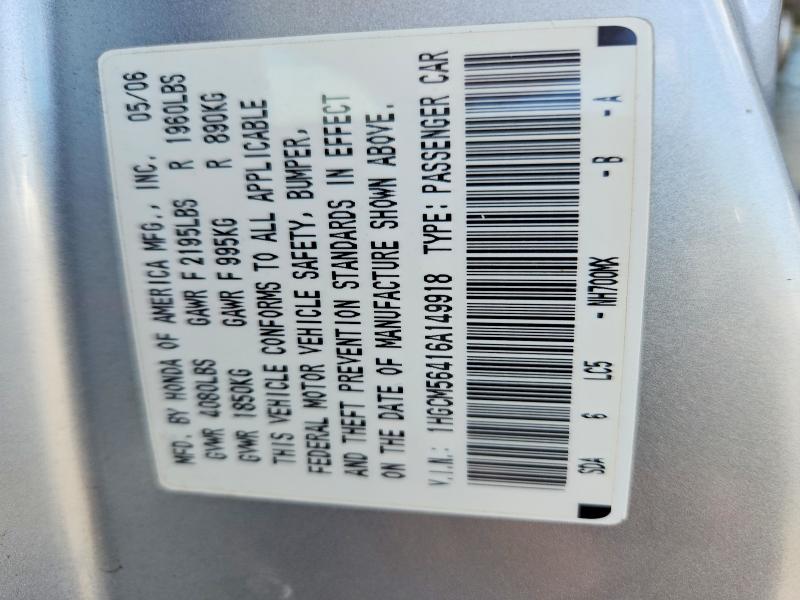Продаж на аукціоні авто 2006 Honda Accord, vin: 1HGCM56416A149918, номер лоту: 51468166
