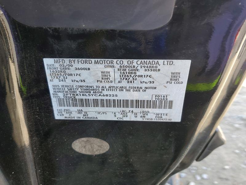2000 Ford F150 მანქანა იყიდება აუქციონზე, vin: 2FTRX18L5YCA68225, აუქციონის ნომერი: 49828396