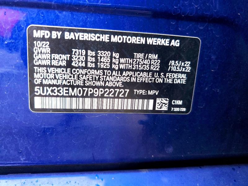 Продаж на аукціоні авто 2023 Bmw X7, vin: 5UX33EM07P9P22727, номер лоту: 51142566