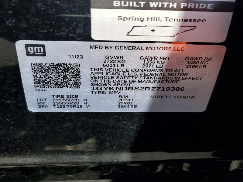 2024 Cadillac Xt5 მანქანა იყიდება აუქციონზე, vin: 1GYKNDRS2RZ719386, აუქციონის ნომერი: 51159626