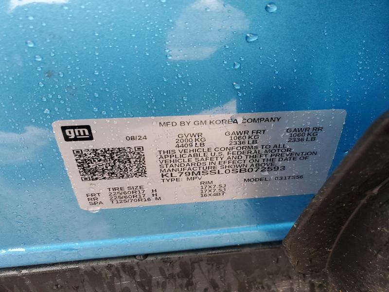 2025 Chevrolet Trailblazer მანქანა იყიდება აუქციონზე, vin: KL79MSSL0SB072593, აუქციონის ნომერი: 50145046