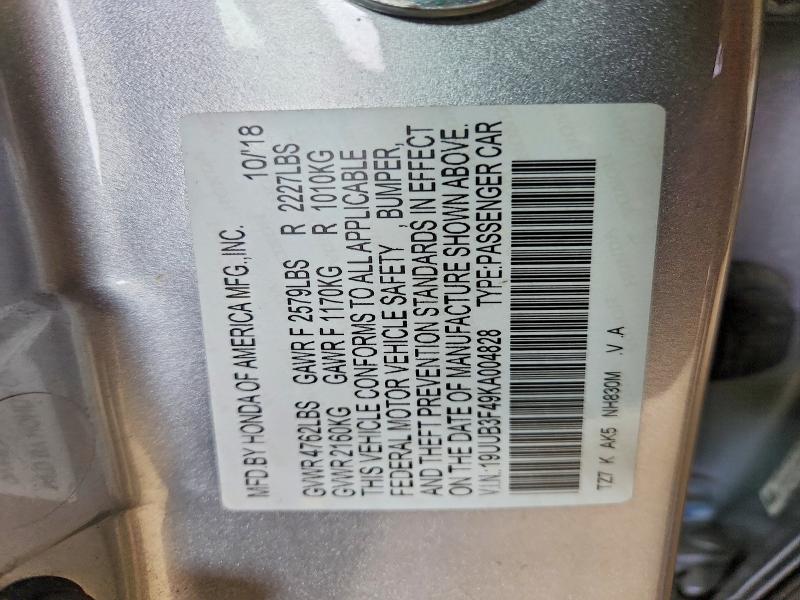 Aukcja sprzedaży 2019 Acura Tlx, vin: 19UUB3F49KA004828, numer aukcji: 50090526