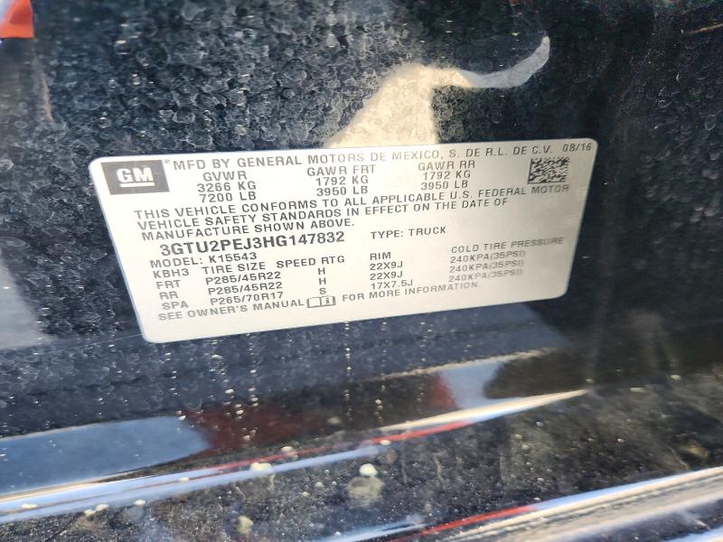 47997626 :رقم المزاد ، 3GTU2PEJ3HG147832 vin ، 2017 Gmc Sierra مزاد بيع