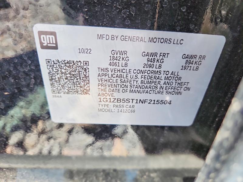 Продаж на аукціоні авто 2022 Chevrolet Malibu, vin: 1G1ZB5ST1NF215504, номер лоту: 50742076