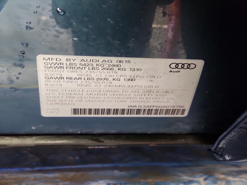 2016 Audi Q5 მანქანა იყიდება აუქციონზე, vin: WA1L2AFP6GA015795, აუქციონის ნომერი: 48565576