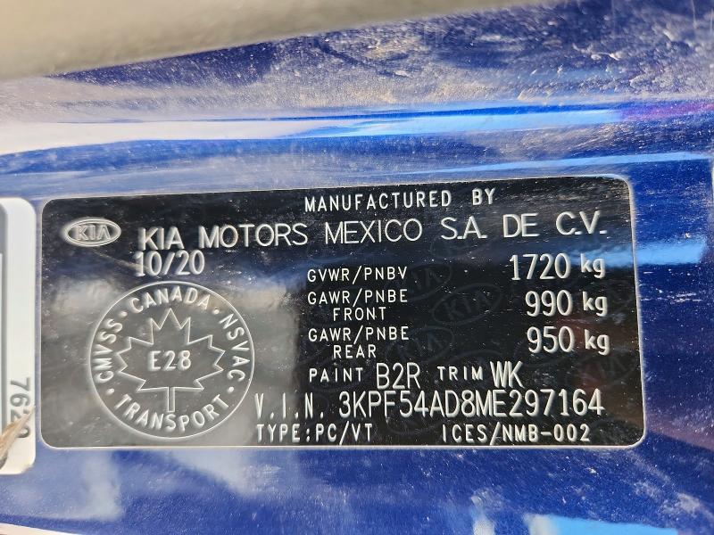 50596156 :رقم المزاد ، 3KPF54AD8ME297164 vin ، 2021 Kia Forte مزاد بيع
