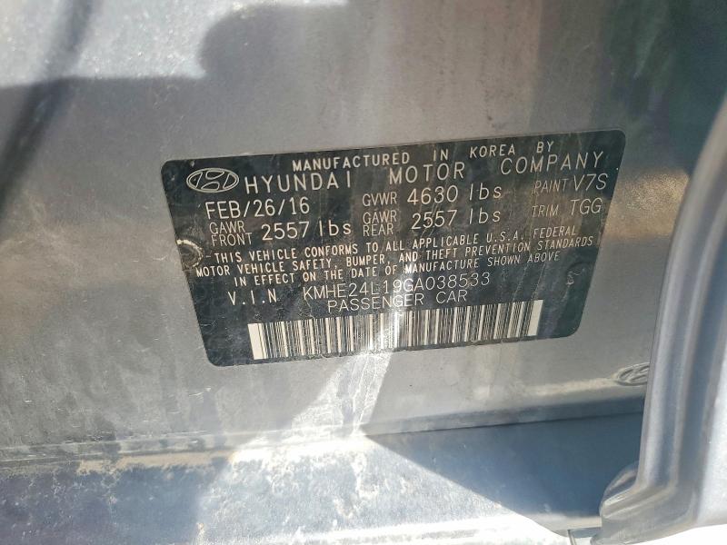 Aukcja sprzedaży 2016 Hyundai Sonata Hybrid, vin: KMHE24L19GA038533, numer aukcji: 51320776