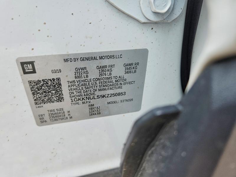 2019 Gmc Acadia მანქანა იყიდება აუქციონზე, vin: 1GKKNULS5KZ250853, აუქციონის ნომერი: 51638966