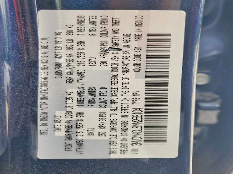Aukcja sprzedaży 2021 Mazda Cx-30, vin: 3MVDMACL8MM268104, numer aukcji: 51103416