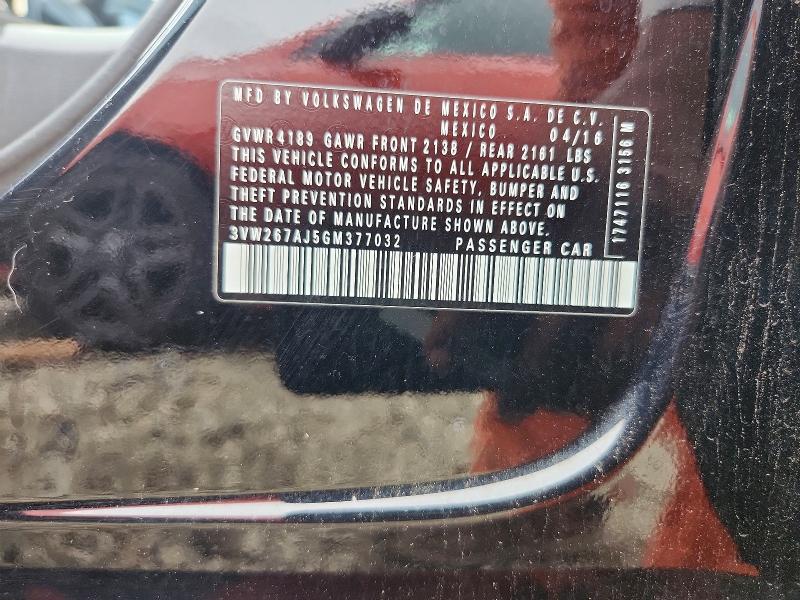 50390716 :رقم المزاد ، 3VW267AJ5GM377032 vin ، 2016 Volkswagen Jetta مزاد بيع