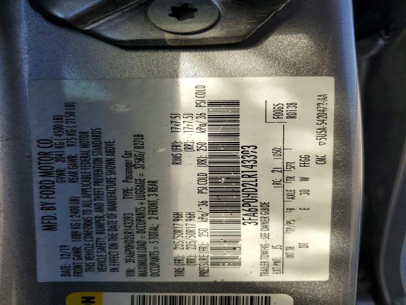 Aukcja sprzedaży 2020 Ford Fusion, vin: 3FA6P0HD2LR143393, numer aukcji: 49260616