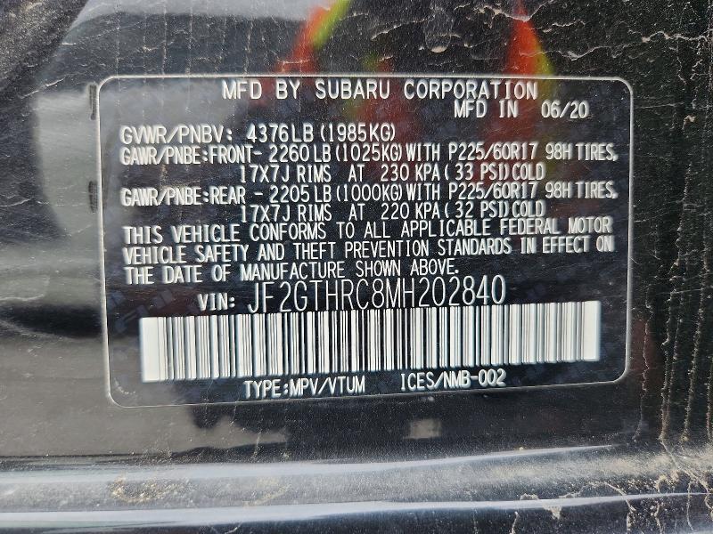 51114316 :رقم المزاد ، JF2GTHRC8MH202840 vin ، 2021 Subaru Crosstrek مزاد بيع