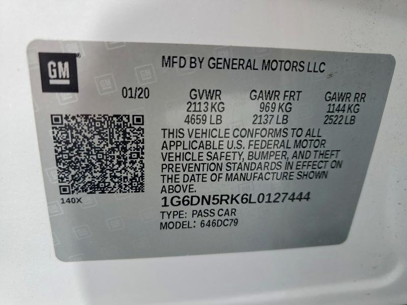 2020 Cadillac Ct5 მანქანა იყიდება აუქციონზე, vin: 1G6DN5RK6L0127444, აუქციონის ნომერი: 49902816