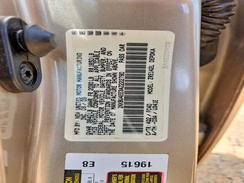 Продаж на аукціоні авто 2010 Toyota Corolla, vin: 1NXBU4EE3AZ222790, номер лоту: 49306886