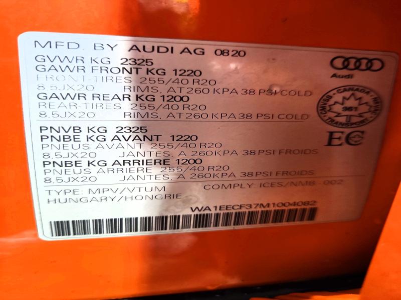 Продаж на аукціоні авто 2021 Audi Q3, vin: WA1EECF37M1004082, номер лоту: 50079906